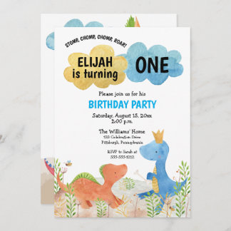 Invitation Dinosaures mignons Jouer garçon 1er anniversaire