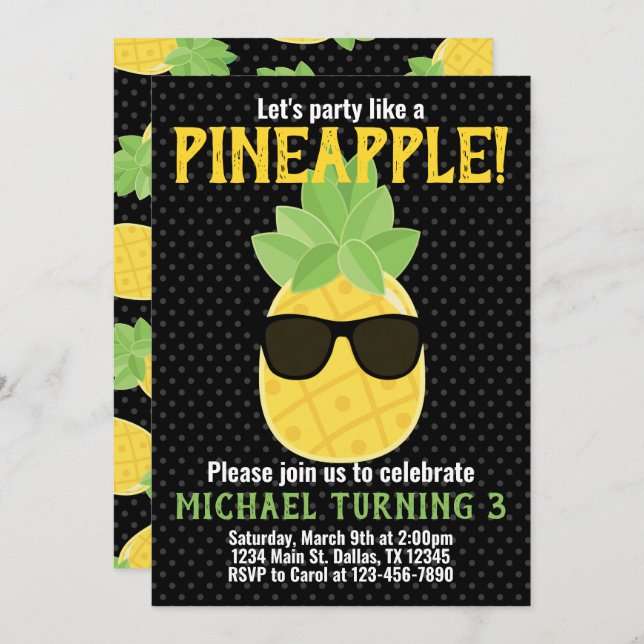 Invitation d'invitation à la fête d'anniversaire d (Devant / Derrière)