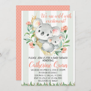 Invitation d'invitation de baby shower de koala