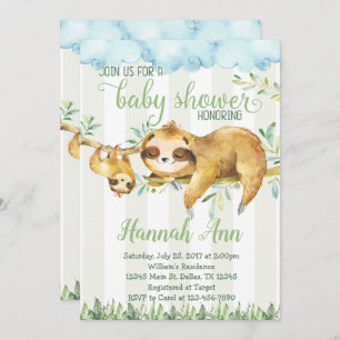 Invitation d'invitation de baby shower de paresse
