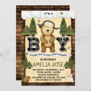 Invitation d'invitation de baby shower d'ours de