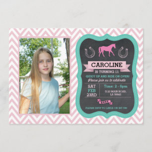 Invitation d'invitation Pony Pink