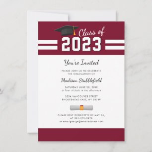 Invitation Diplômé 2026 Élégant Diplômé Bourgogne Fête