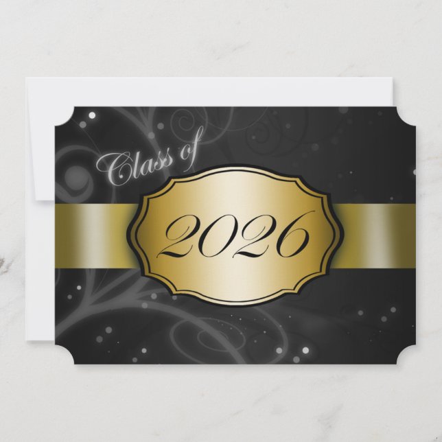 Invitation Diplôme 2026 Noir et Or (Devant)
