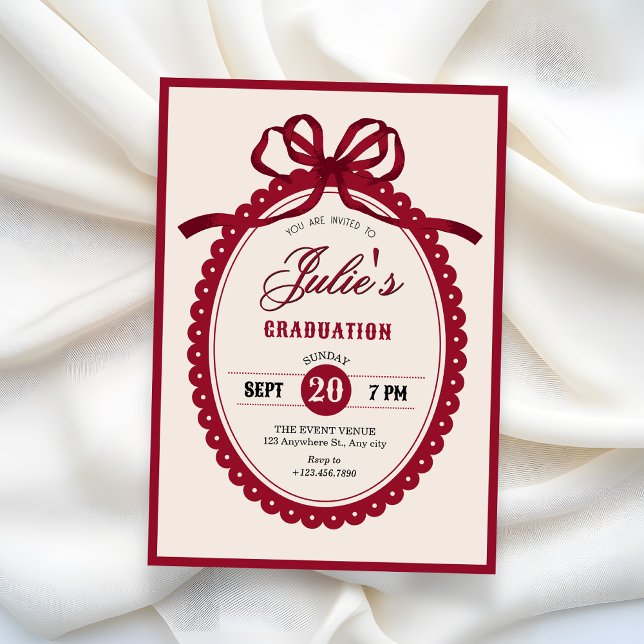 Invitation Diplôme à ruban rouge vintage (Créateur téléchargé)