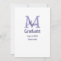 Diplômé ajouter nom monogramme violet simple minim