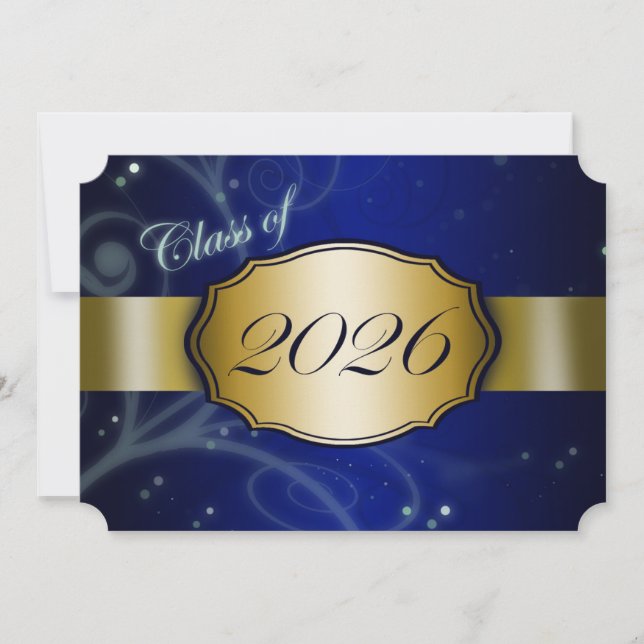 Invitation Diplôme Bleu et Or 2026 (Devant)