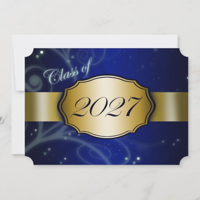 Invitation Diplômé Bleu et Or 2027 (Devant)