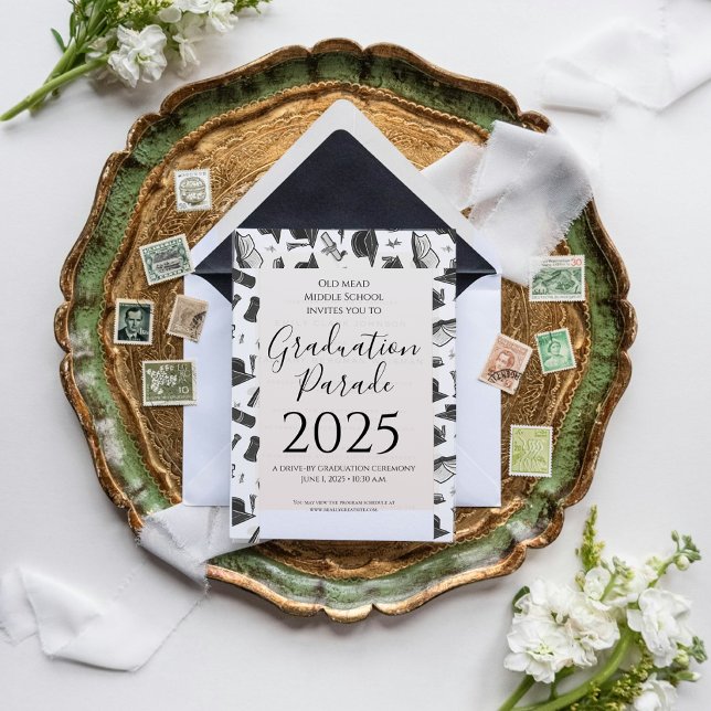 Invitation diplôme Casquette Motif extérieur (graduation Hats Pattern Outdoor Graduation Invitation
)