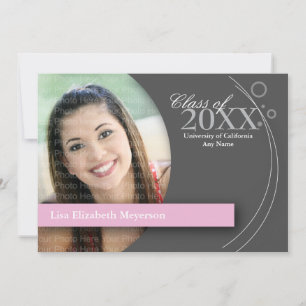 Invitation Diplôme Courbes et points : Rose personnalisé