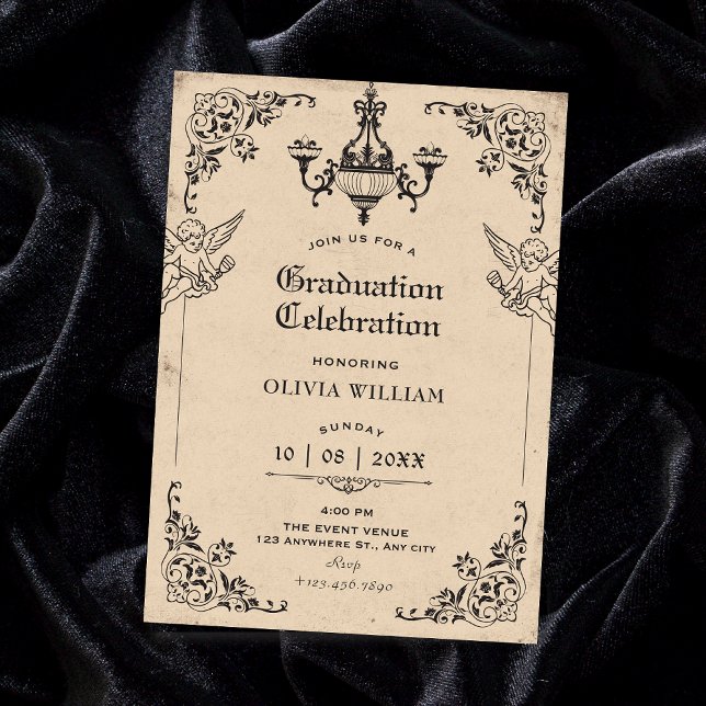 Invitation Diplômé d'anges d'arche gothique vintage (Créateur téléchargé)