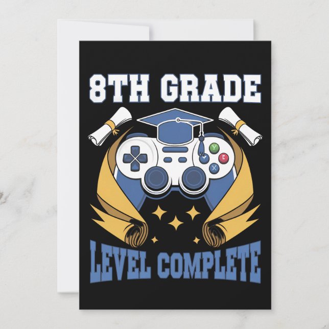 Invitation Diplômé de 8e année niveau complet jeu jeux vidéo  (Devant)