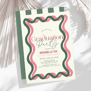 Invitation Diplôme de cadre rose et vert