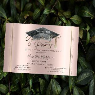 Invitation Diplôme de cadre simple Rose Gold Graduation