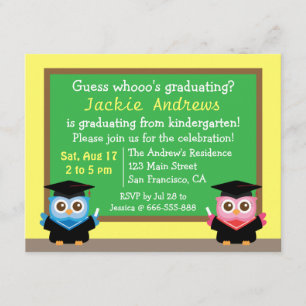 Invitation Diplômé de chouette coloré et mignon, pour enfants