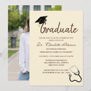 Invitation Diplôme de docteur de photo personnalisé unique