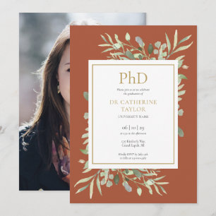 Invitation Diplôme de doctorat en terre cuite Photo de verdur