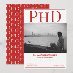 Invitation Diplôme de doctorat Photo Red Graduation Party