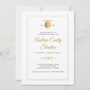 Invitation Diplôme de droit École d'or Échelles de justice Ca