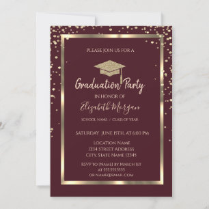 Invitation Diplôme de fin d'études Diamants Or Cap Bourgogne