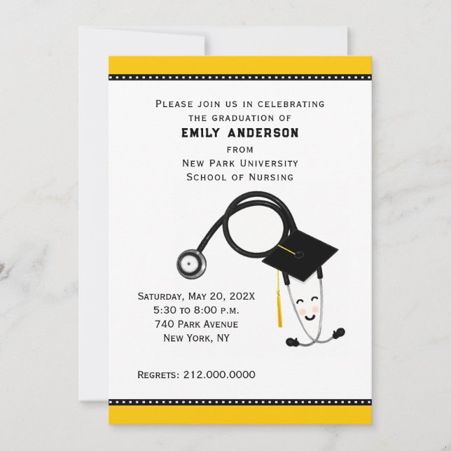 Invitation Diplôme de fin d'études d'infirmière (Devant)