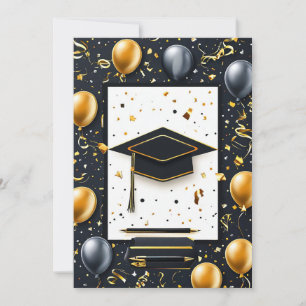 Invitation Diplôme de fin d'études élégant avec chapeau de di