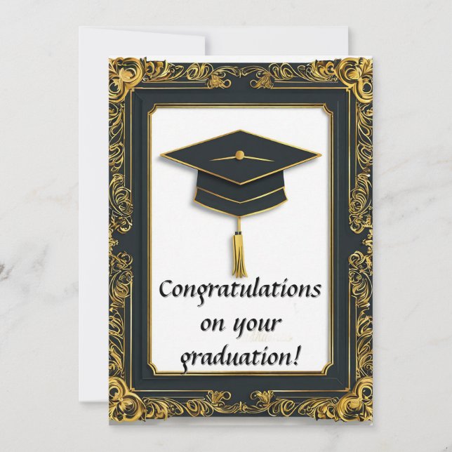 Invitation Diplôme de fin d'études élégant avec toque (Devant)