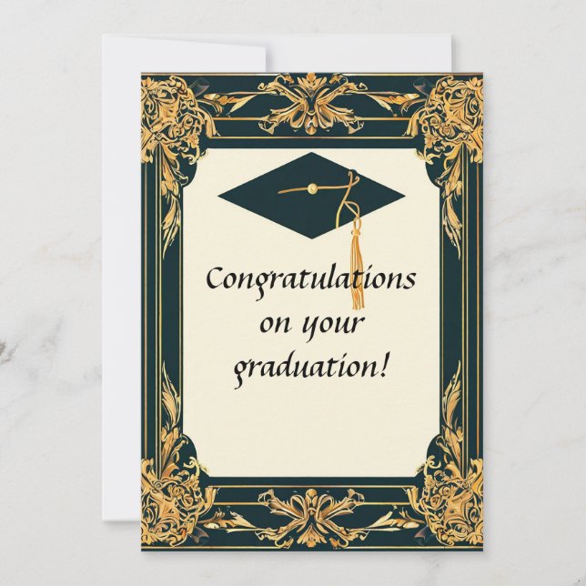 Invitation Diplôme de fin d'études élégant avec toque (Devant)