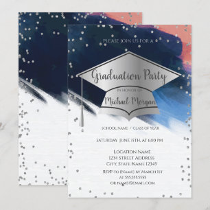 Invitation Diplôme de fin d'études Pinceau, Diamants Diplômé
