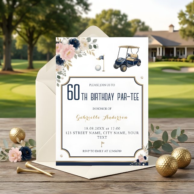 Invitation Diplômé de golf Par-Tee Vert Argyle Aquarelle (Créateur téléchargé)