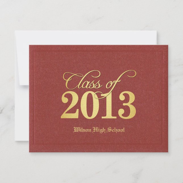 Invitation Diplôme de la classe Rouge et Or de 2013 (Devant)
