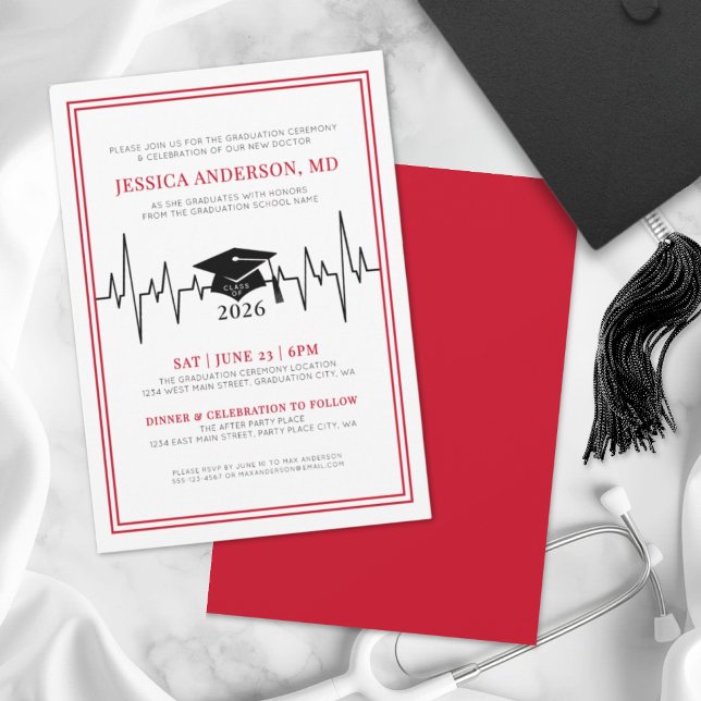 Invitation Diplômé de la faculté de médecine (Doctor Medical Nursing School Graduation Invitation)
