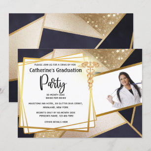 Invitation Diplôme de la marine géométrique de l'or DO-IT-YOU