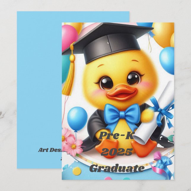 Invitation Diplômé de la maternelle 2025 Style 2 (Devant / Derrière)