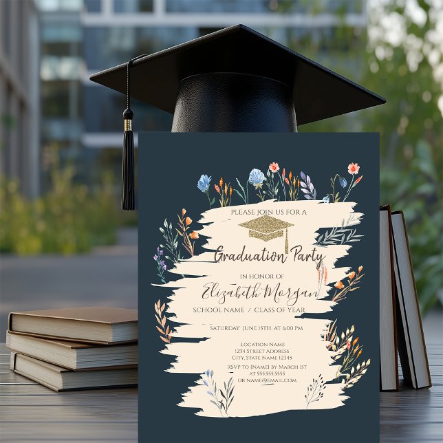 Invitation Diplômé de la Prairie de Fleurs Sauvages de Printe (Créateur téléchargé)