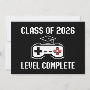 Invitation Diplômé de la promotion 2026 Gaming Niveau Terminé