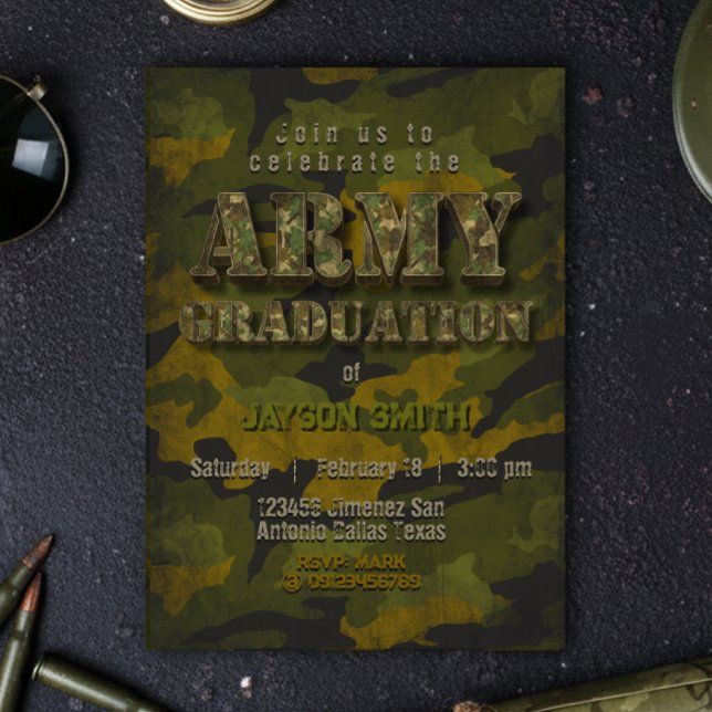 Invitation Diplômé de l'armée - Militaire - Soldat  (Army Graduation- Military - Soldier Invitation)