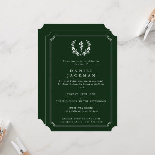 Invitation Diplôme de l'école de médecine Asclepius vert/blan
