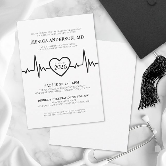 Invitation Diplômé de l'école de médecine Simple Nursing (Simple Doctor Medical Nursing School Graduation Invitation)