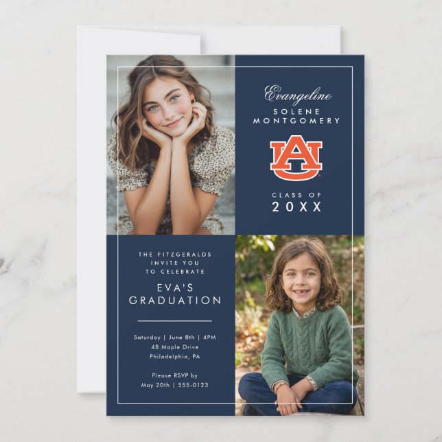 Invitation Diplômé de l'Université d'Auburn (Devant)