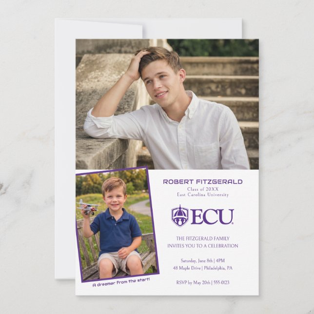 Invitation Diplômé de l'Université d'East Carolina (Devant)
