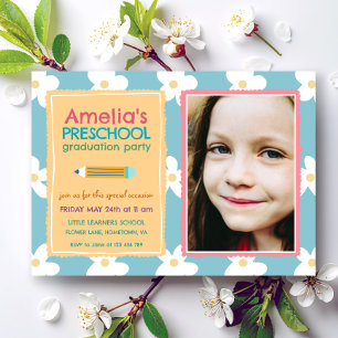 Invitation  Diplôme de maternelle Photo Fleurie