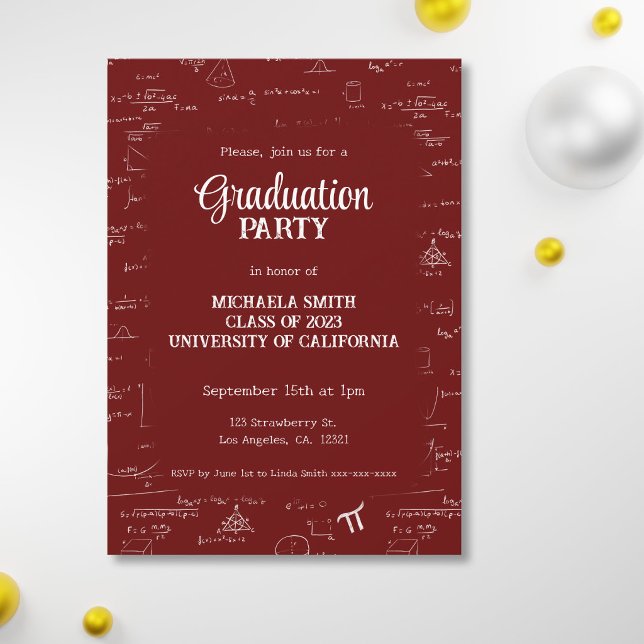 Invitation Diplôme de Mathématiques avec Lettres Manuscrites  (Créateur téléchargé)