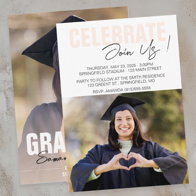 Invitation Diplôme de Photo Moderne  (Modern Graduation Invitation)