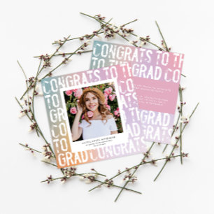 Invitation Diplôme de photo moderne pastel arc-en-ciel rose