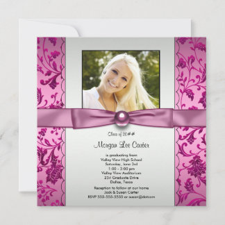 Invitation Diplôme de photo rose et noir