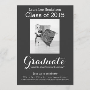 Invitation Diplôme de photographie gris et blanc moderne