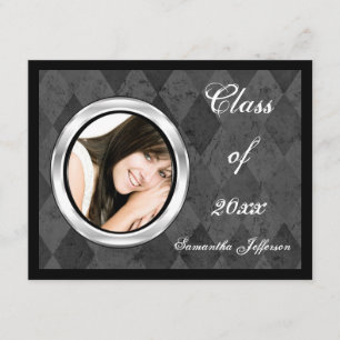 Invitation Diplôme de photos de cadre rond Arlequin Argent