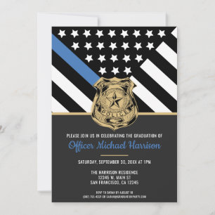 Invitation Diplôme de police Ligne bleue Indicateur Police