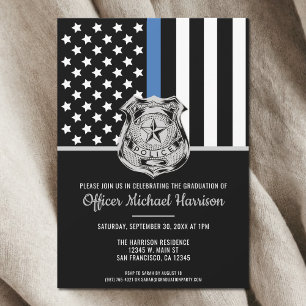 Invitation Diplôme de police Ligne bleue Indicateur Police